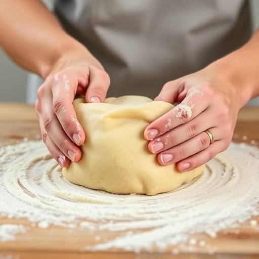 Articolo del blog su come fare la pasta fresca in casa, mostrando mani che impastano e stendono la pasta.