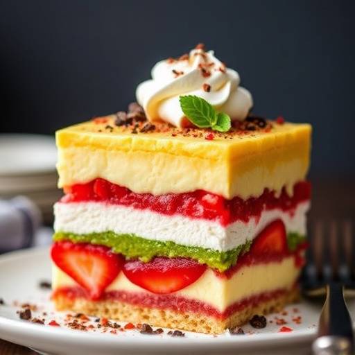 Piatto di Zuppa Inglese, un dolce al cucchiaio con pan di Spagna, crema pasticcera e alchermes